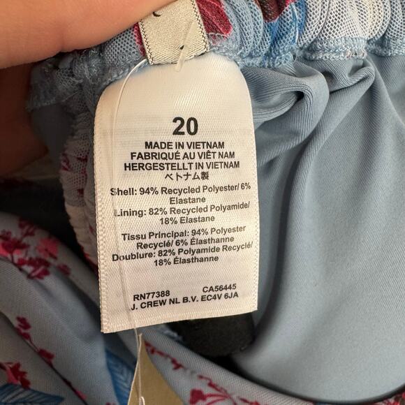 J Crew Ruched Side Tie Tulle Floral Print One Piece Swimsuit US Women's 20 Plus - Picture 5 of 7